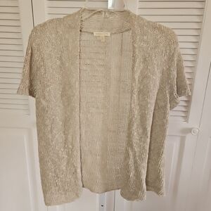 Eileen Fisher Cardigan Womens Small Linen Open Knit Lace Sweater Boho Layering